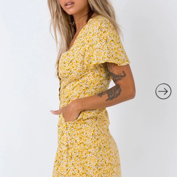 PRINCESS POLLY Same Same Mini Dress Yellow - Picture 3 of 5